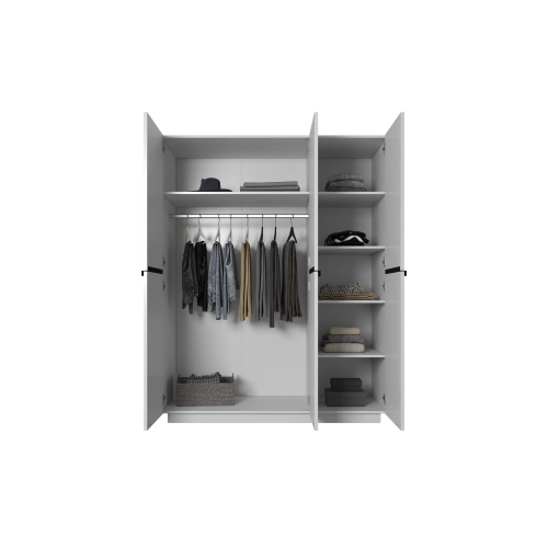 Szafa Nicole 150 cm z półkami - biały mat / czarne uchwyty