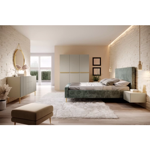 Szafa Nicole 150 cm z półkami - kaszmir / złote uchwyty