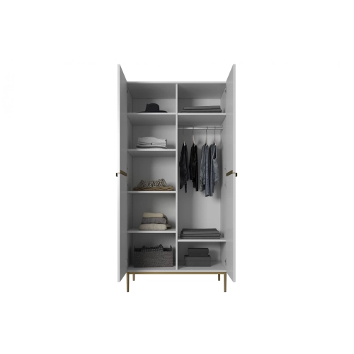 Szafa Nicole 100 cm z półkami - biały mat / złote nóżki