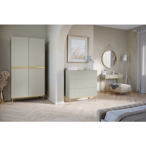 Szafa Nicole 100 cm z półkami - kaszmir / złote nóżki