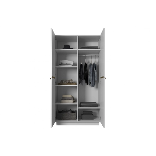 Szafa Nicole 100 cm z półkami - biały mat / złote uchwyty