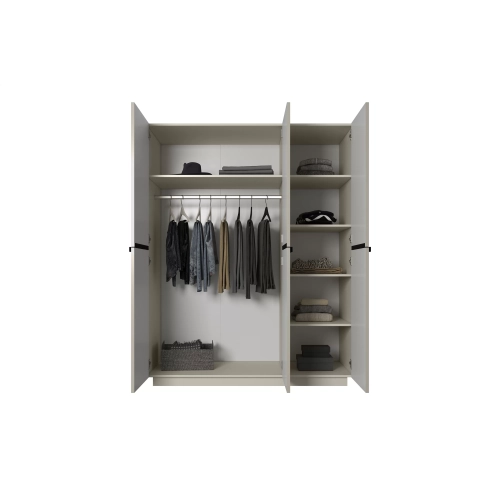 Szafa Nicole 150 cm z półkami - kaszmir / czarne uchwyty