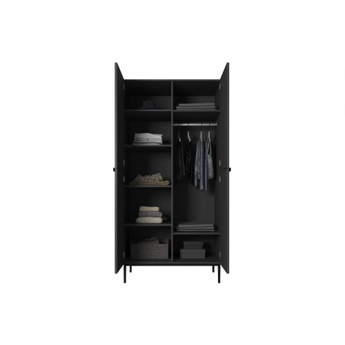 Szafa Nicole 100 cm z półkami - czarny mat / czarne nóżki