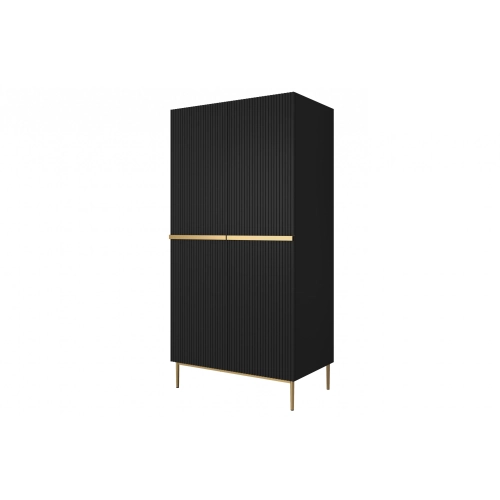 Szafa Nicole 100 cm z półkami - czarny mat / złote nóżki