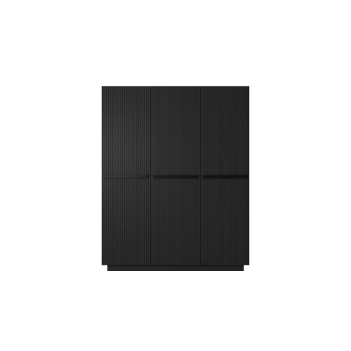 Szafa Nicole 150 cm z półkami - czarny mat / czarne uchwyty