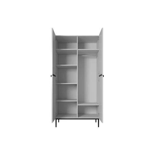 Szafa Nicole 100 cm z półkami - biały mat / czarne nóżki