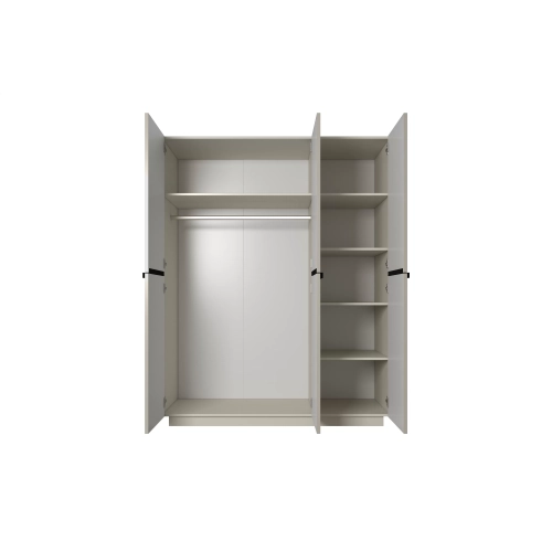 Szafa Nicole 150 cm z półkami - kaszmir / czarne uchwyty