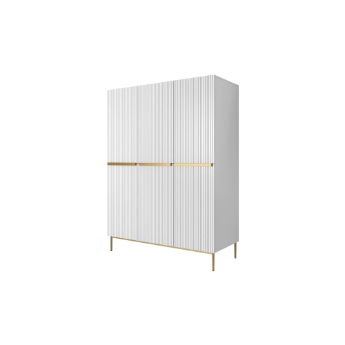 Szafa Nicole 150 cm z półkami - biały mat / złote nóżki