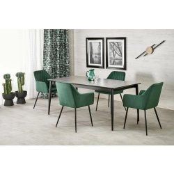 STÓŁ ROZKŁADANY, BLAT - POPIELATY MARMUR, NOGI - CZARNY