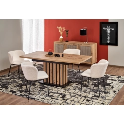 STÓŁ ROZKŁADANY 130 - 180 / 80 CM DĄB ARTISAN / CZARNY