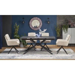 STÓŁ ROZKŁADANY, BLAT - CZARNY MARMUR, NOGI - CZARNY