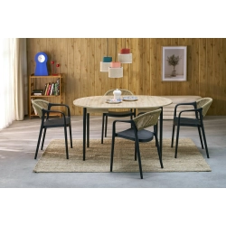 STÓŁ ROZKŁADANY 102 - 142 X 102 X 75 CM, BLAT - DĄB ARTISAN, NOGI - CZARNY