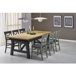 STÓŁ STÓŁ ROZKŁADANY 200 - 280 X 100 X 77 CM DĄB NATURALNY/CZARNY