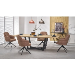 STÓŁ STÓŁ ROZKŁADANY 160 - 250 X 90 X 77 CM DĄB NATURALNY/CZARNY