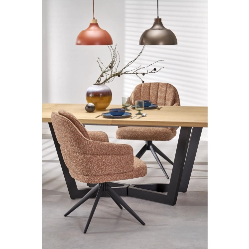 STÓŁ STÓŁ ROZKŁADANY 160 - 250 X 90 X 77 CM DĄB NATURALNY/CZARNY