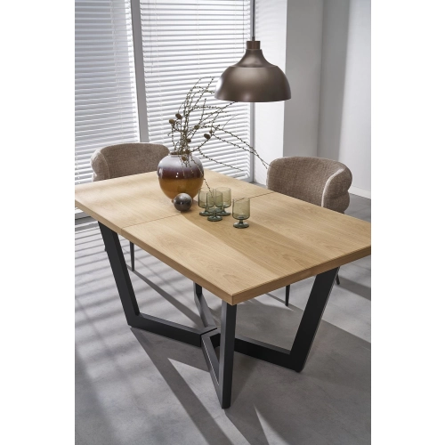 STÓŁ STÓŁ ROZKŁADANY 160 - 250 X 90 X 77 CM DĄB NATURALNY/CZARNY