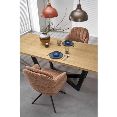 STÓŁ STÓŁ ROZKŁADANY 160 - 250 X 90 X 77 CM DĄB NATURALNY/CZARNY