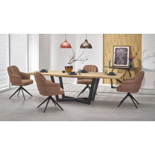 STÓŁ STÓŁ ROZKŁADANY 160 - 250 X 90 X 77 CM DĄB NATURALNY/CZARNY