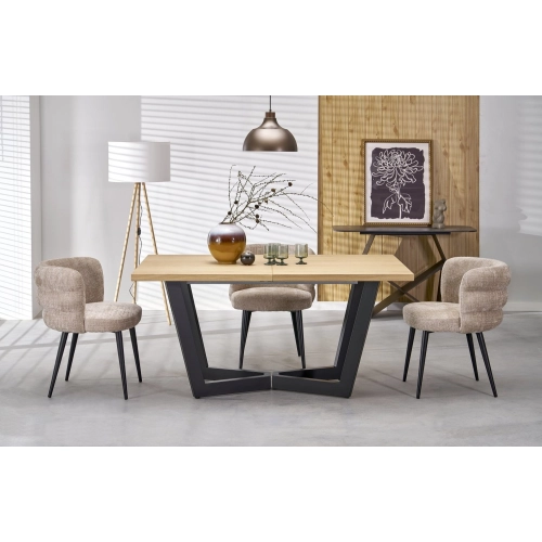 STÓŁ STÓŁ ROZKŁADANY 160 - 250 X 90 X 77 CM DĄB NATURALNY/CZARNY