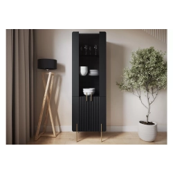 Witryna Malmi 60 cm - czarny mat / złote nóżki