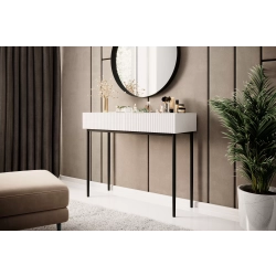Konsola / toaletka Nicole 100 cm z szufladami - biały mat / czarne nóżki