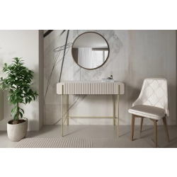 Toaletka Malmi 100 cm z szufladami - kaszmir / crema bianca / złote nóżki