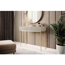 Konsola / toaletka Nicole 100 cm z szufladami - kaszmir / złote nóżki