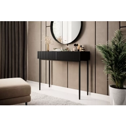 Konsola / toaletka Nicole 100 cm z szufladami - czarny mat / czarne nóżki