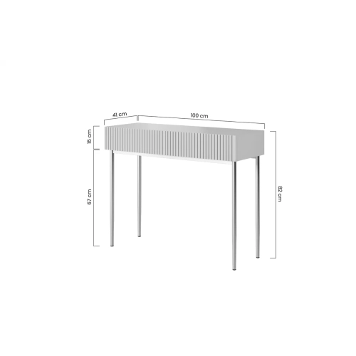 Konsola / toaletka Nicole 100 cm z szufladami - biały mat / złote nóżki