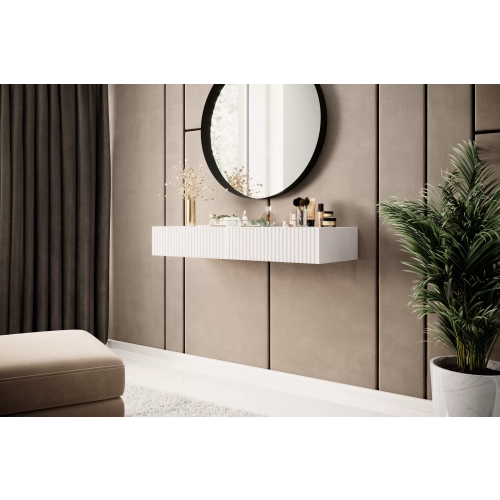 Wisząca konsola / toaletka Nicole 100 cm z szufladami - biały mat