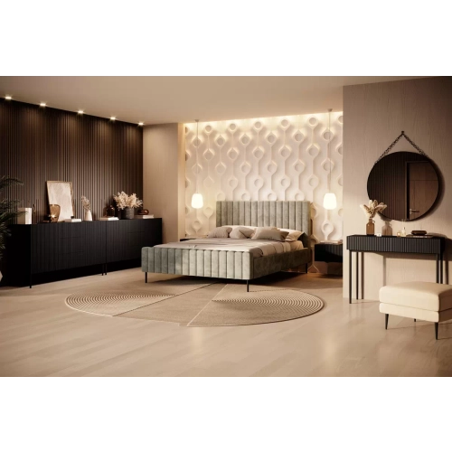 Konsola / toaletka Nicole 100 cm z szufladami - czarny mat / czarne nóżki