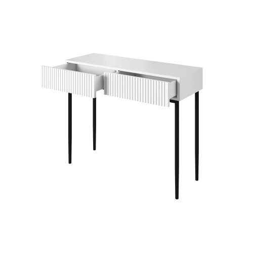 Konsola / toaletka Nicole 100 cm z szufladami - biały mat / czarne nóżki