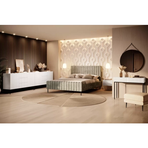 Konsola / toaletka Nicole 100 cm z szufladami - biały mat / czarne nóżki