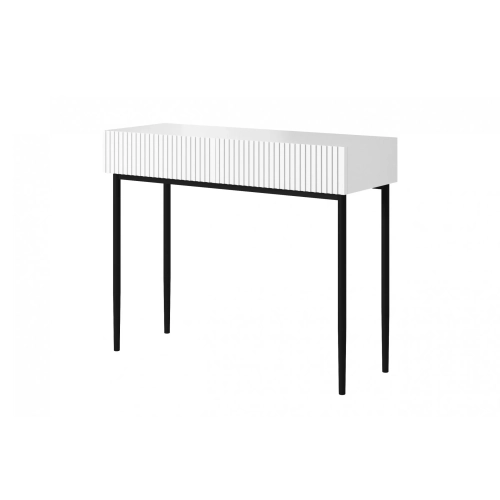 Konsola / toaletka Nicole 100 cm z szufladami - biały mat / czarne nóżki