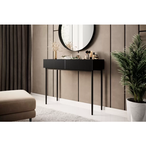 Konsola / toaletka Nicole 100 cm z szufladami - czarny mat / czarne nóżki