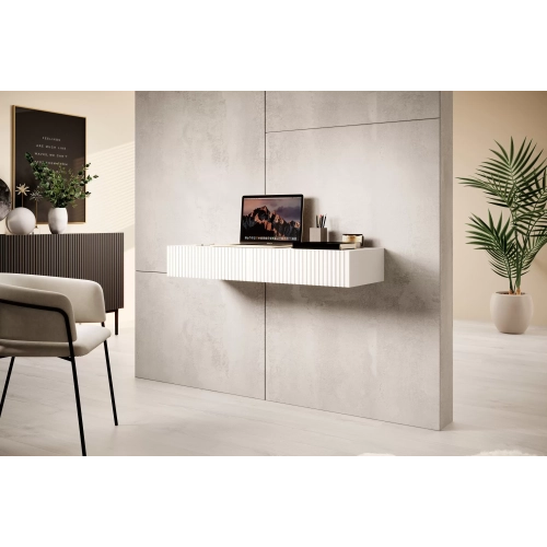 Wisząca konsola / toaletka Nicole 100 cm z szufladami - biały mat