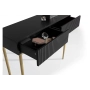Konsola / toaletka Nicole 100 cm z szufladami - czarny mat / złote nóżki