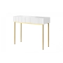 Konsola / toaletka Nicole 100 cm z szufladami - biały mat / złote nóżki