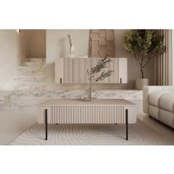 Stolik kawowy z szufladami Malmi 100 cm - kaszmir / czarne nóżki