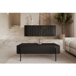 Stolik kawowy Malmi 100 cm z szufladami - czarny mat / czarne nóżki