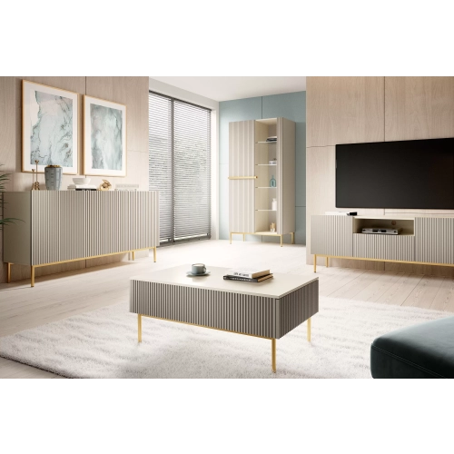 Stolik kawowy Nicole 120 cm - kaszmir / złote nóżki