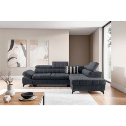 Narożnik prawostronny Valoris L z funkcją spania - grafitowy szenil Perfect Harmony 90