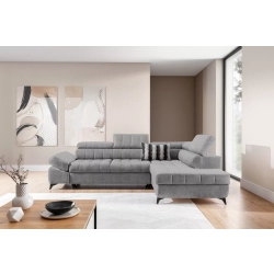 Narożnik prawostronny Valoris L z funkcją spania - szary szenil Perfect Harmony 80