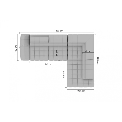 Narożnik prawostronny Valoris L z funkcją spania - szary szenil Perfect Harmony 80