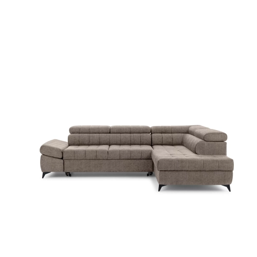 Narożnik prawostronny Valoris L z funkcją spania - beżowy welur hydrofobowy Vogue 4