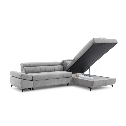 Narożnik prawostronny Valoris L z funkcją spania - szary szenil Perfect Harmony 80