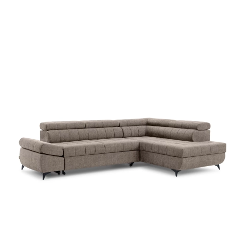 Narożnik prawostronny Valoris L z funkcją spania - beżowy welur hydrofobowy Vogue 4