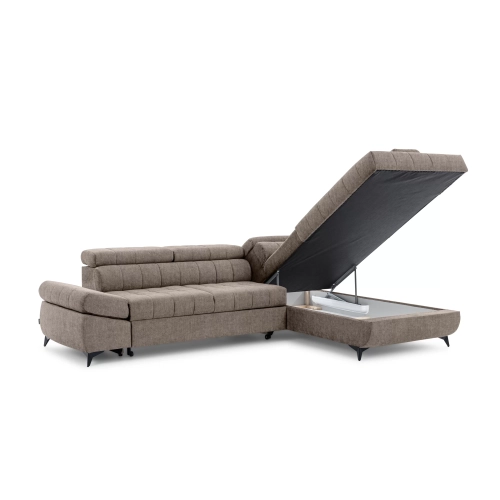 Narożnik prawostronny Valoris L z funkcją spania - beżowy welur hydrofobowy Vogue 4