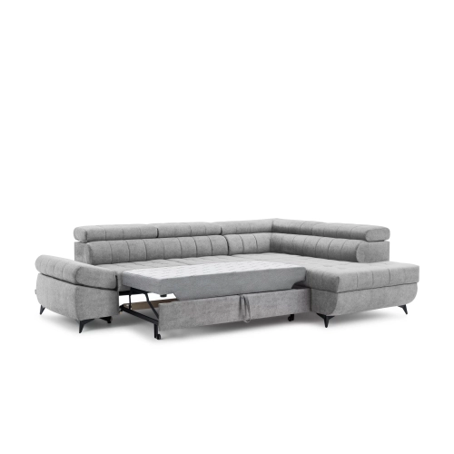 Narożnik prawostronny Valoris L z funkcją spania - szary szenil Perfect Harmony 80