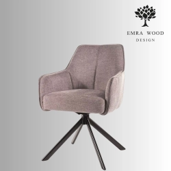 Krzesło obrotowe tapicerowane KR-155 szare z podłokietnikami | Emra Wood